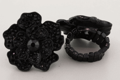 Black Flower Stretchable Ring